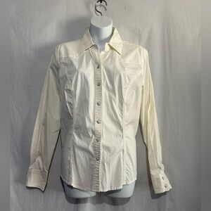 Bob Timberlake Women's Ivory Pearl Snap Shirt - Size L